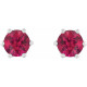 14 Karat White Gold 4 mm Natural Ruby and .03 Carat Natural Diamond Crown Earrings