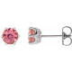 14 Karat White Gold 4 mm Natural Pink Tourmaline and .03 Carat Natural Diamond Crown Earrings