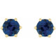 14 Karat Yellow Gold 4 mm Natural Blue Sapphire and .03 Carat Natural Diamond Crown Earrings