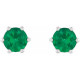 14 Karat White Gold 4 mm Lab Grown Emerald and .03 Carat Natural Diamond Crown Earrings