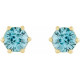 14 Karat Yellow Gold 4 mm Natural Blue Zircon and .03 Carat Natural Diamond Crown Earrings
