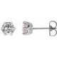 14 Karat White Gold 4 mm Natural White Sapphire and .03 Carat Natural Diamond Crown Earrings