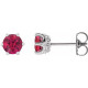 Platinum 4 mm Lab Grown Ruby and .03 Carat Natural Diamond Crown Earrings