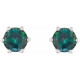 Sterling Silver 6 mm Lab Grown Alexandrite and .03 Carat Natural Diamond Crown Earrings