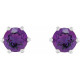 14 Karat White Gold 6 mm Natural Amethyst and .03 Carat Natural Diamond Crown Earrings