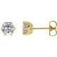 14 Karat Yellow Gold 6 mm Natural White Sapphire and .03 Carat Natural Diamond Crown Earrings