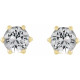 14 Karat Yellow Gold 6 mm Natural White Sapphire and .03 Carat Natural Diamond Crown Earrings