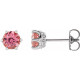 Sterling Silver 6 mm Natural Pink Tourmaline and .03 Carat Natural Diamond Crown Earrings