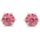 Sterling Silver 6 mm Natural Pink Tourmaline and .03 Carat Natural Diamond Crown Earrings