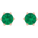 14 Karat Rose Gold 6 mm Lab Grown Emerald and .03 Carat Natural Diamond Crown Earrings