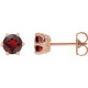 14 Karat Rose Gold 6 mm Mozambique Garnet and .03 Carat Diamond Crown Earrings