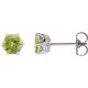 Sterling Silver 5 mm Natural Peridot and .03 Carat Natural Diamond Crown Earrings
