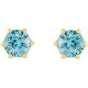 14 Karat Yellow Gold 5 mm Natural Blue Zircon and .03 Carat Natural Diamond Crown Earrings