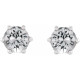 14 Karat White Gold 5 mm Natural White Sapphire and .03 Carat Natural Diamond Crown Earrings