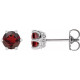 Sterling Silver 5 mm Natural Mozambique Garnet and .03 Carat Natural Diamond Crown Earrings