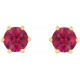 14 Karat Yellow Gold 5 mm Natural Ruby and .03 Carat Natural Diamond Crown Earrings