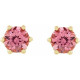 14 Karat Yellow Gold 5 mm Natural Pink Tourmaline and .03 Carat Natural Diamond Crown Earrings
