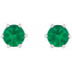 Platinum 5 mm Natural Emerald and .03 Carat Natural Diamond Crown Earrings