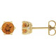 14 Karat Yellow Gold 5 mm Natural Citrine and .03 Carat Natural Diamond Crown Earrings