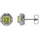 Sterling Silver 4 mm Natural Peridot and 0.10 Carat Natural Diamond Halo Style Earrings