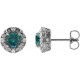 Sterling Silver 4 mm Lab Grown Alexandrite and 0.10 Carat Natural Diamond Halo Style Earrings
