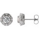 Sterling Silver 5 mm Natural White Sapphire and 0.16 Carat Natural Diamond Halo Style Earrings