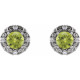 Sterling Silver 5 mm Natural Peridot and 0.16 Carat Natural Diamond Halo Style Earrings