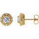 14 Karat Yellow Gold 5 mm Natural White Sapphire and 0.16 Carat Natural Diamond Halo Style Earrings