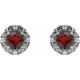 Sterling Silver 6 mm Natural Mozambique Garnet and 0.25 Carat Natural Diamond Halo Style Earrings