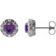 Platinum 6 mm Natural Amethyst and 0.25 Carat Natural Diamond Halo Style Earrings