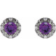 Platinum 6 mm Natural Amethyst and 0.25 Carat Natural Diamond Halo Style Earrings