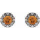 14 Karat White Gold 6 mm Natural Citrine and 0.25 Carat Natural Diamond Halo Style Earrings