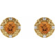 14 Karat Yellow Gold 5 mm Natural Citrine and 0.16 Carat Natural Diamond Halo Style Earrings