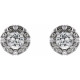 14 Karat White Gold 6 mm Natural White Sapphire and 0.25 Carat Natural Diamond Halo Style Earrings