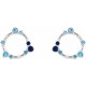 Platinum Natural Blue Multi Gemstone and .03 Carat Natural Diamond Circle Earrings