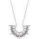 14K White 0.12 Carat Natural Diamond Fan 16 inch Necklace