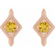 14 Karat Rose Gold Blue Sapphire Geometric Hoop Earrings.