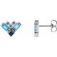 Sterling Silver Natural Blue Multi Gemstone Cluster Earrings