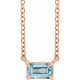 14 Karat Rose Gold Aquamarine Gem 18 inch Necklace