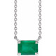 Platinum Lab Grown Emerald 18 inch Necklace