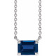 Sterling Silver Lab Grown Blue Sapphire 18 inch Necklace