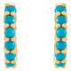 14 Karat Yellow Gold 12.2 mm Natural Turquoise Huggie Hoop Earrings
