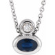 Platinum 5x3 mm Oval Blue Sapphire and .03 Carat Diamond 16 inch Necklace