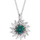 14 Karat White Gold Lab Grown Alexandrite and 0.60 Carat Natural Diamond Halo Style 16 inch Necklace