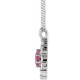 Sterling Silver  Pink Tourmaline & 5/8 Carat Diamond Halo Style 16 18 inch Necklace