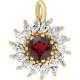 14 Karat Yellow Gold Mozambique Garnet and 0.60 carat Diamond Halo Style Pendant