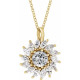 14 Karat Yellow Gold Lab Grown White Sapphire and 0.60 Carat Natural Diamond Halo Style 16 inch Necklace