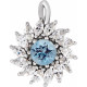 Sterling Silver Aquamarine Gem and 0.50 carat Diamond Halo Style Pendant