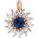 14 Karat Rose Gold Lab Grown Blue Sapphire and 0.50 carat Diamond Halo Style Pendant