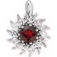 Sterling Silver Mozambique Garnet and 0.50 carat Diamond Halo Style Pendant
